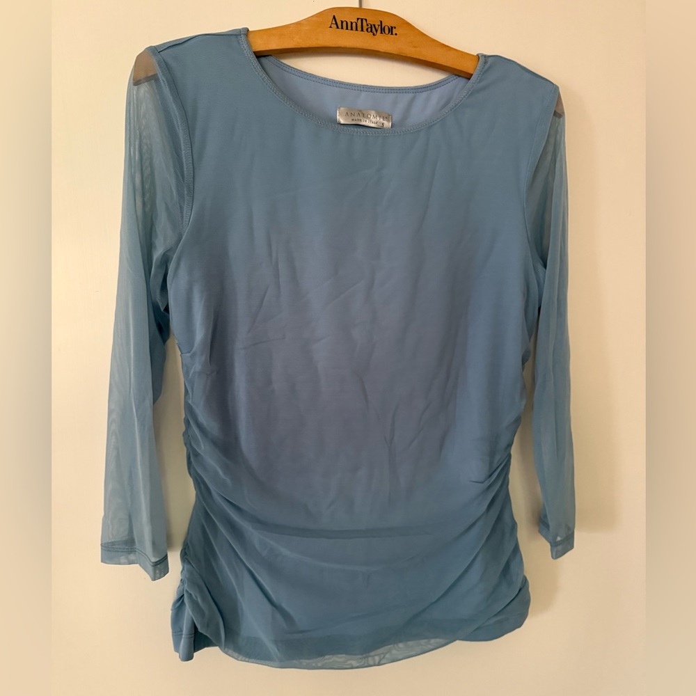 Anatomie blue mesh long sleeved top Size S